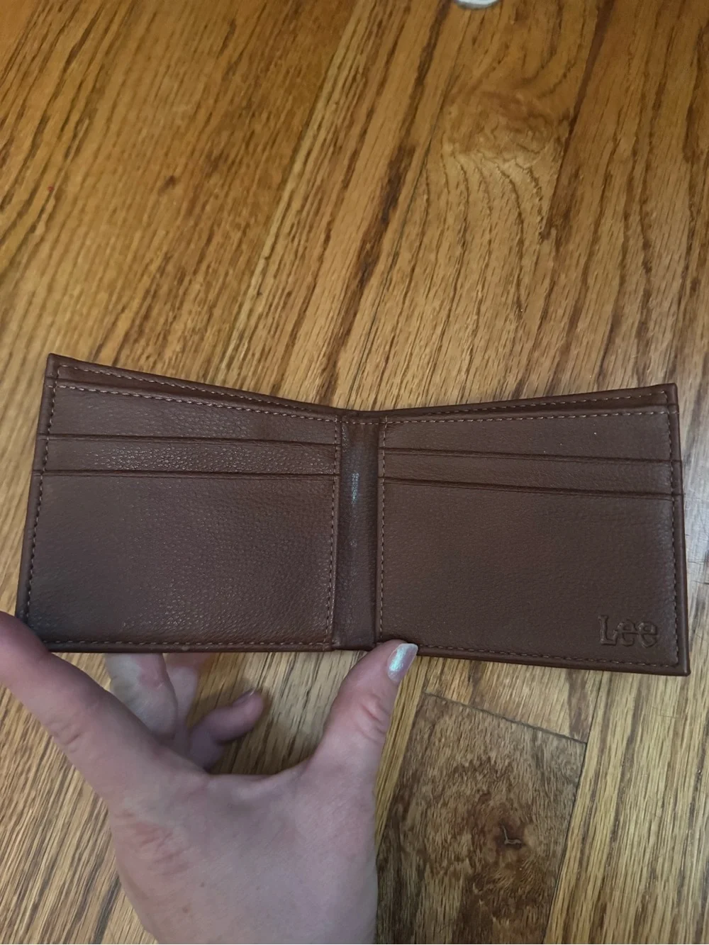 Lee Brown Leather Wallet with Metal Logo Plaque